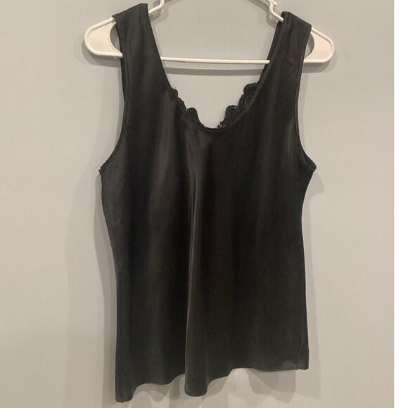 Vtg Womens Camisole Small Cami Tank Top Black Beaded Lace Sequin Y2K Whimsigoth - Picture 4 of 9